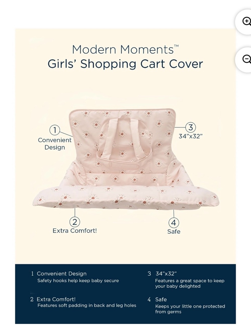 Modern Moments by Gerber Baby Girl Shopping Cart Cover, Pink - Picture 2 of 5